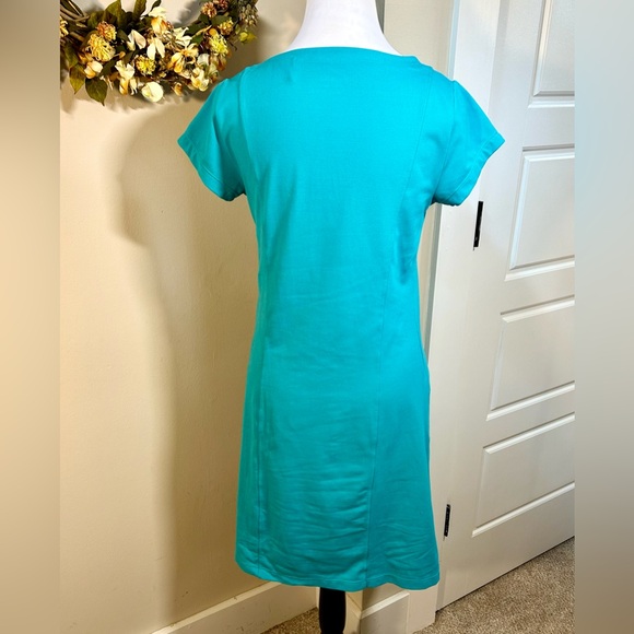 Toad & Co Tech Tomboy Crew Neck Cap Sleeves Performance Dress in Turquoise Sz S - Picture 6 of 10